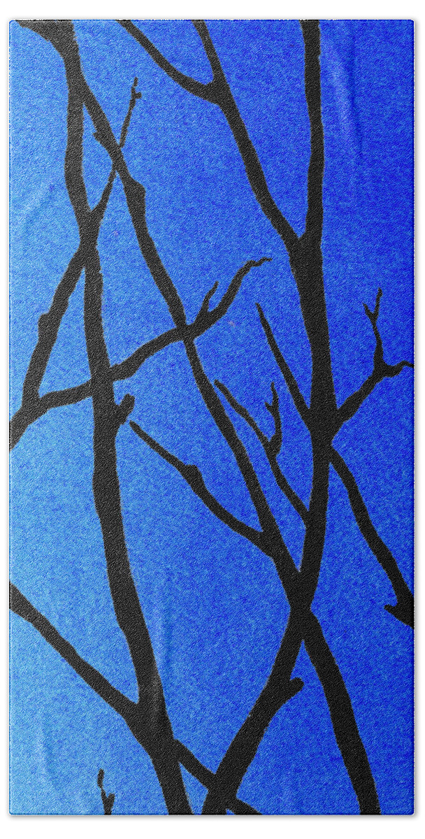Winter Forest Beach Towel featuring the painting Ultramarine Forest Winter Blues III by Irina Sztukowski