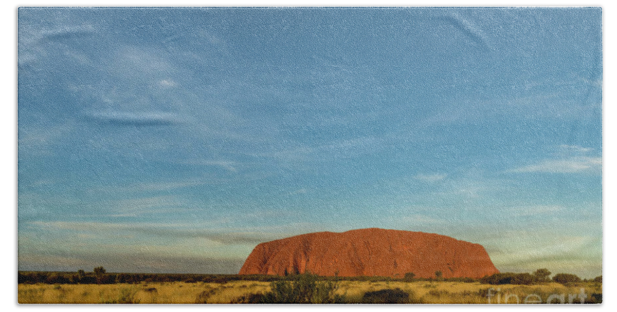 Mountain Beach Towel featuring the photograph Uluru Sunset 01 by Werner Padarin