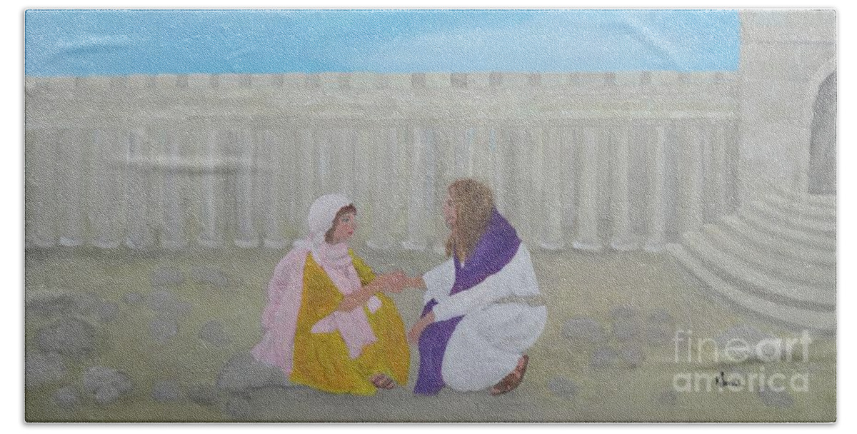 Jesus Beach Towel featuring the painting Unconditional Love by Karen Jane Jones