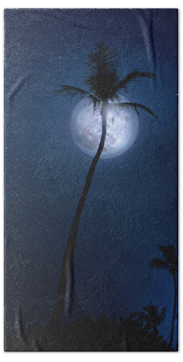 Moon Beach Towel featuring the photograph Under a Coconut Moon by Mark Andrew Thomas