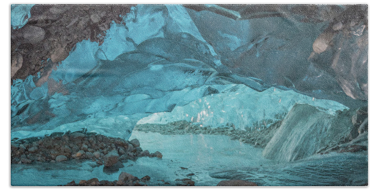Ice Caves Beach Towel featuring the photograph Under The Glacier by David Kirby