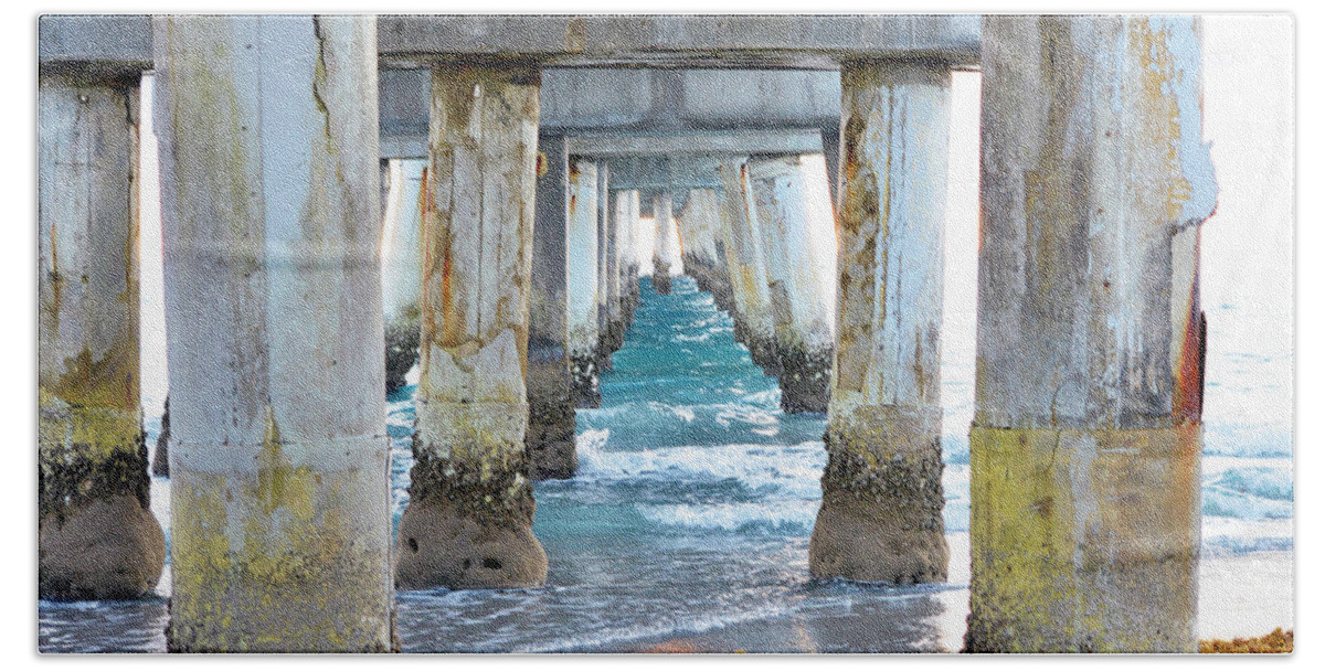 Pier Beach Towel featuring the photograph Under The Pier by Ken Figurski