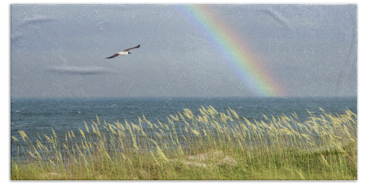  Beach Towel featuring the photograph Under The Rainbow by Phil Mancuso