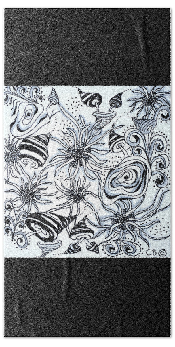Caregiver Beach Towel featuring the drawing Under The Sea by Carole Brecht