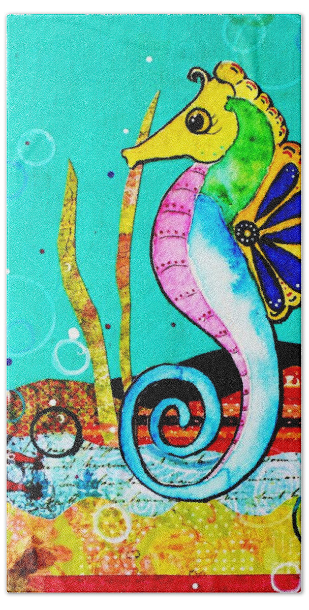 Seahorse Beach Towel featuring the mixed media Under the Sea by Melinda Etzold