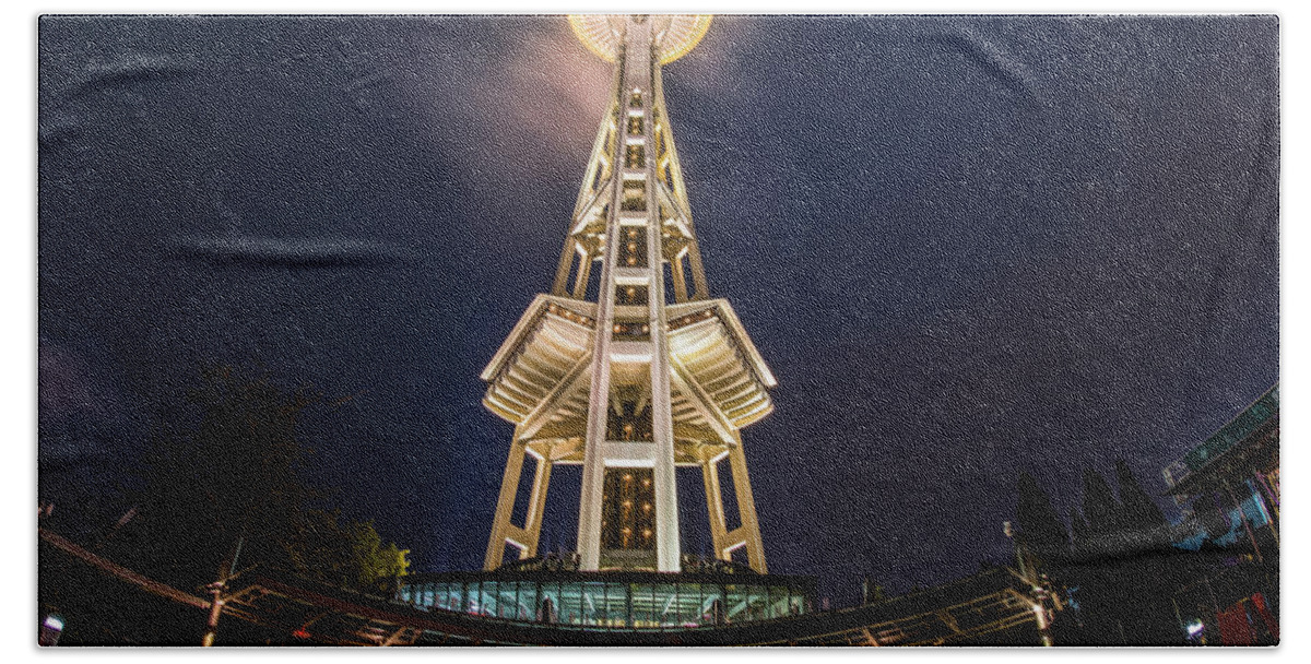 Seattle Beach Towel featuring the photograph Under the Space Needle by Matt McDonald