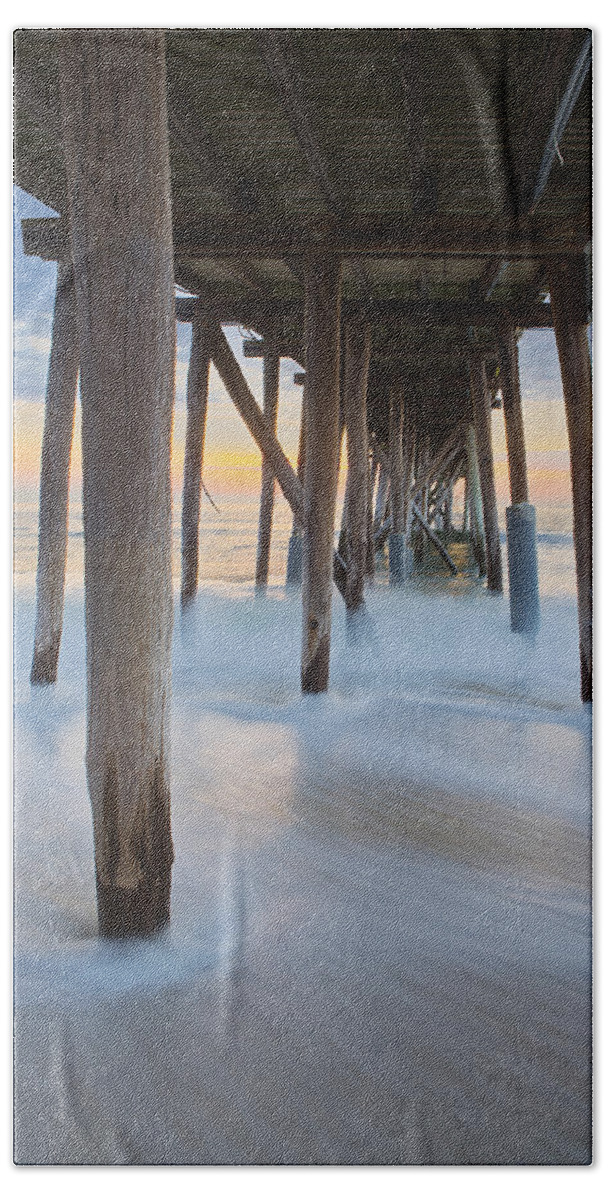 Pier Beach Towel featuring the photograph Underneath The Pier At The Jersey Shore by Susan Candelario