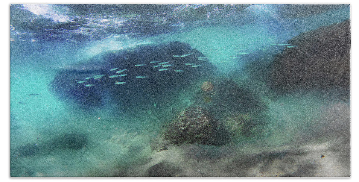Underwater Beach Towel featuring the photograph Underwater by Meir Ezrachi