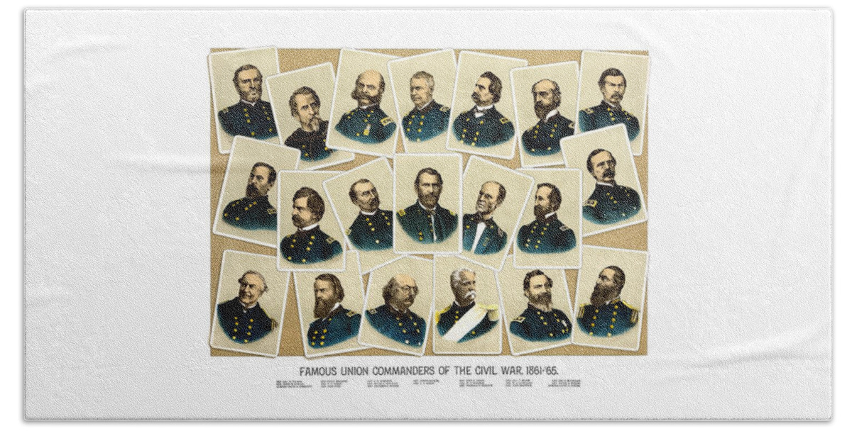Civil War Beach Towel featuring the painting Union Commanders of The Civil War by War Is Hell Store