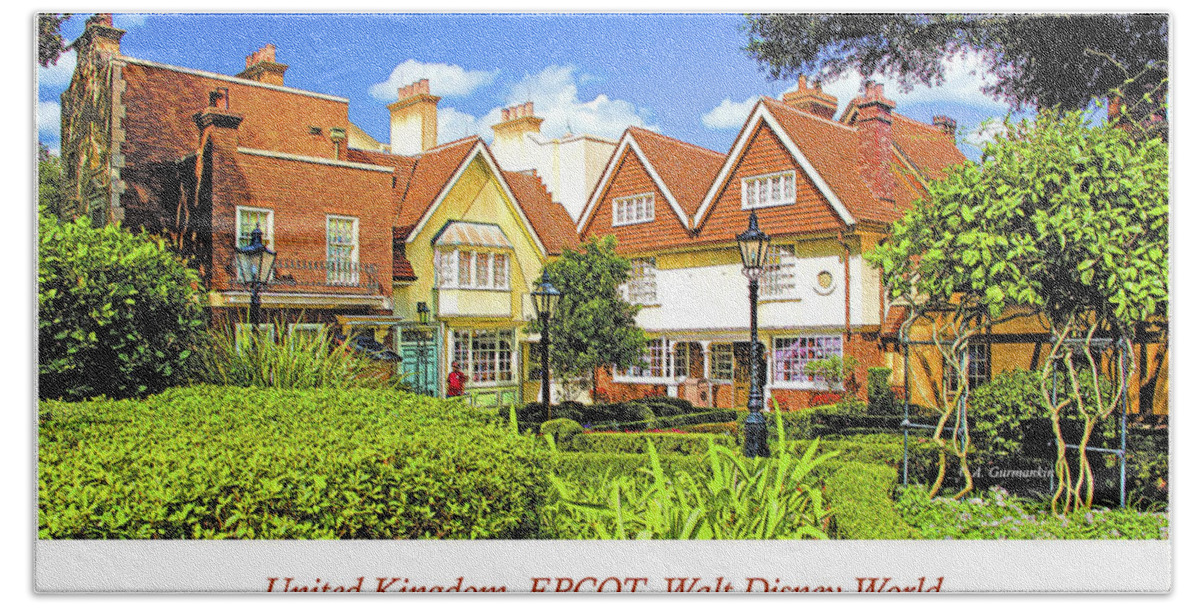 United Kingdom Beach Sheet featuring the photograph United Kingdom Buildings, EPCOT, Walt Disney World by A Macarthur Gurmankin