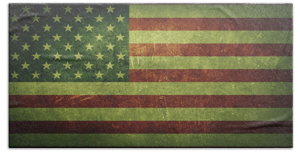 United States Beach Sheet featuring the painting United States Distressed Flag Dehner by David Dehner