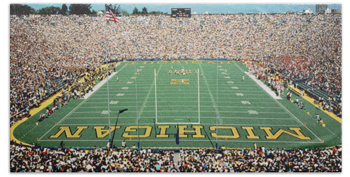 Photography Beach Towel featuring the photograph University Of Michigan Stadium, Ann by Panoramic Images