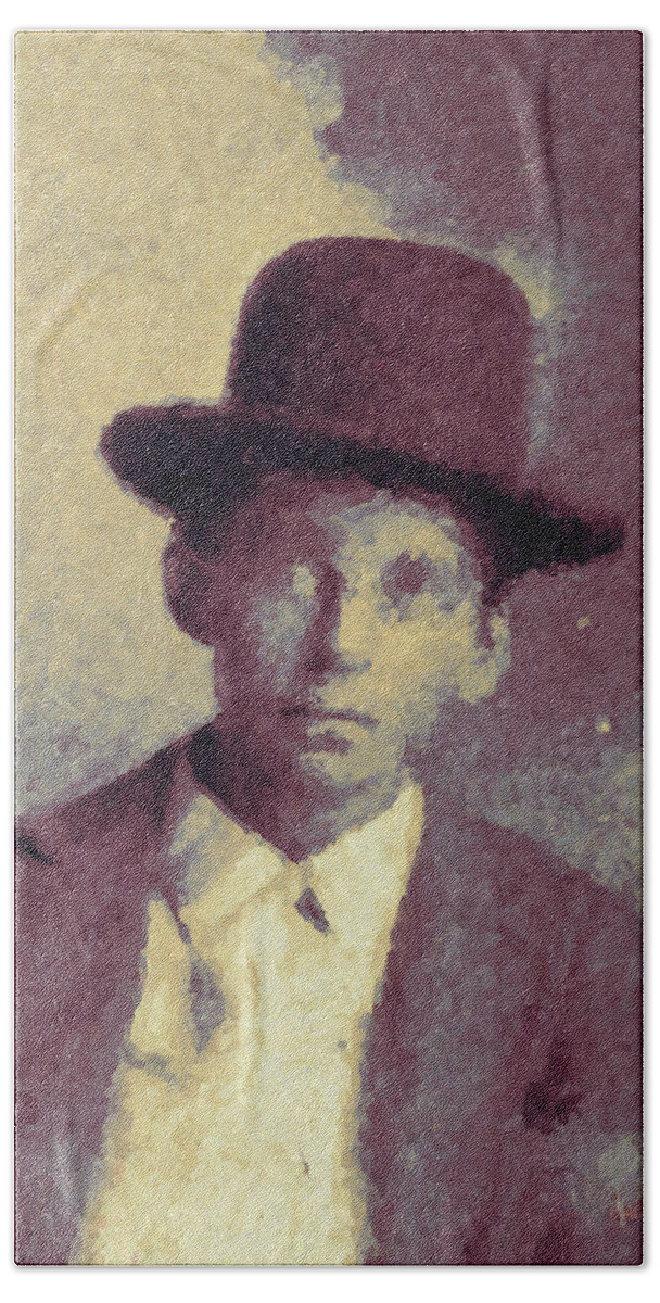 Boy Beach Sheet featuring the digital art Unknown Boy in a Bowler Hat by Matthew Lindley