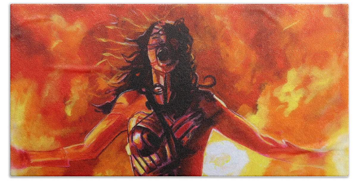 Wonder Woman Beach Towel featuring the painting Unleashed by Joel Tesch