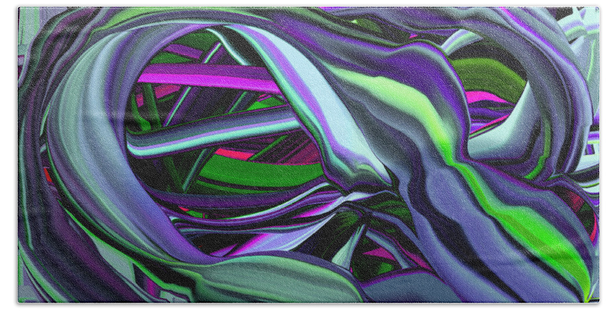 Original Modern Art Abstract Contemporary Vivid Colors Beach Sheet featuring the digital art Unraveling Pods by Phillip Mossbarger