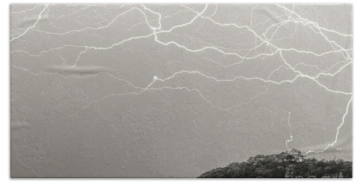 Lightning Beach Towel featuring the photograph Unreal Lightning by Michael Tidwell