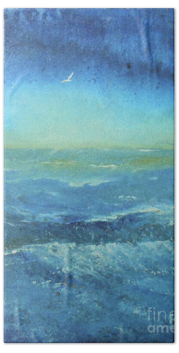 Seascape Beach Sheet featuring the painting Until The Last Moment by Jane See