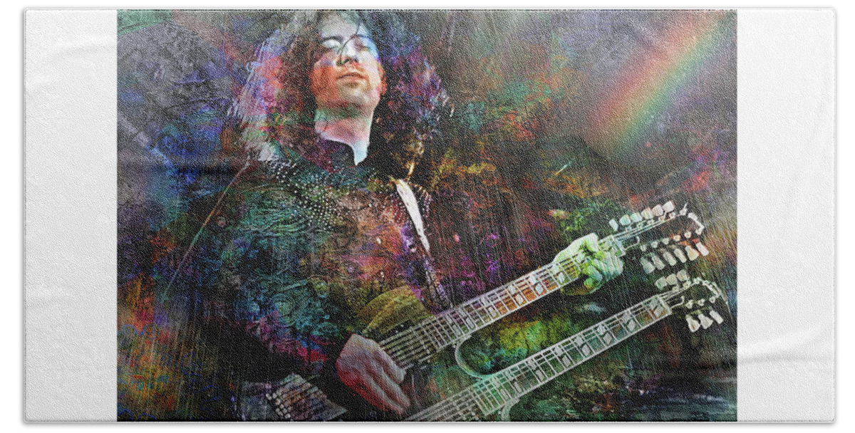 Jimmy Page Beach Towel featuring the digital art Upon us all a Little rain must fall by Mal Bray