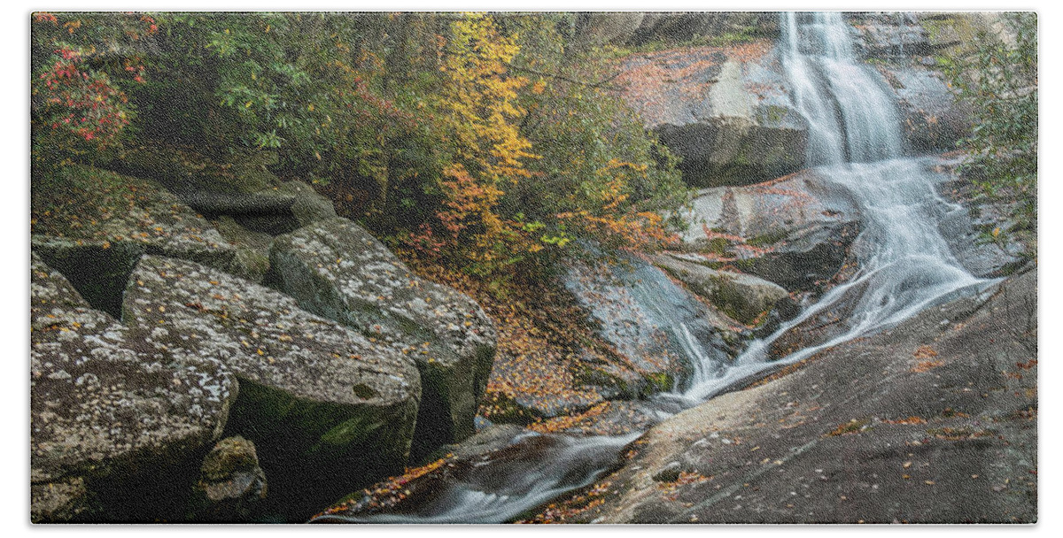 Upper Creek Falls Beach Sheet featuring the photograph Upper Creek Falls by Chris Berrier