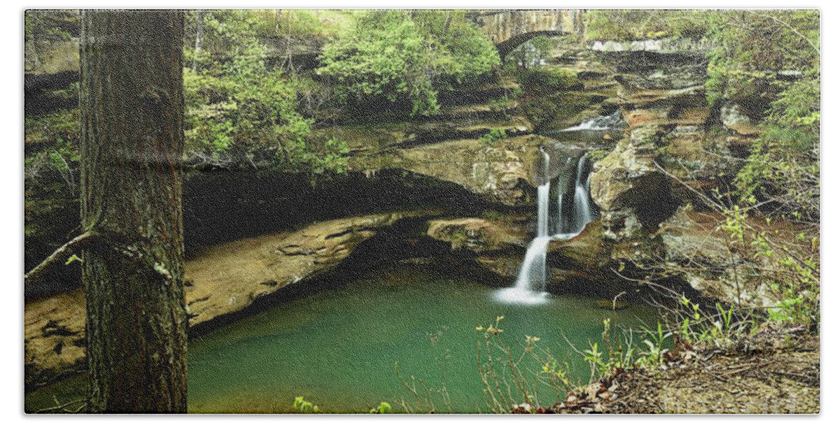 Photography Beach Towel featuring the photograph Upper Falls, Hocking Hills State Park 2 by Larry Ricker