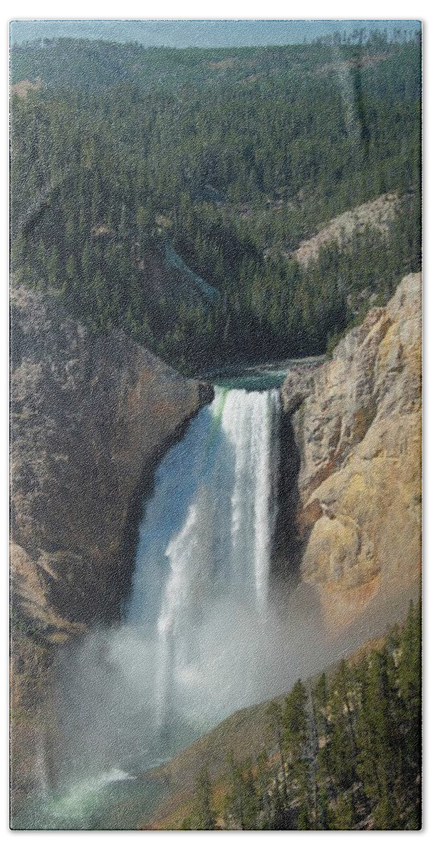Upper Falls Yellowstone Beach Sheet featuring the photograph Upper Falls, Yellowstone River by Christopher J Kirby