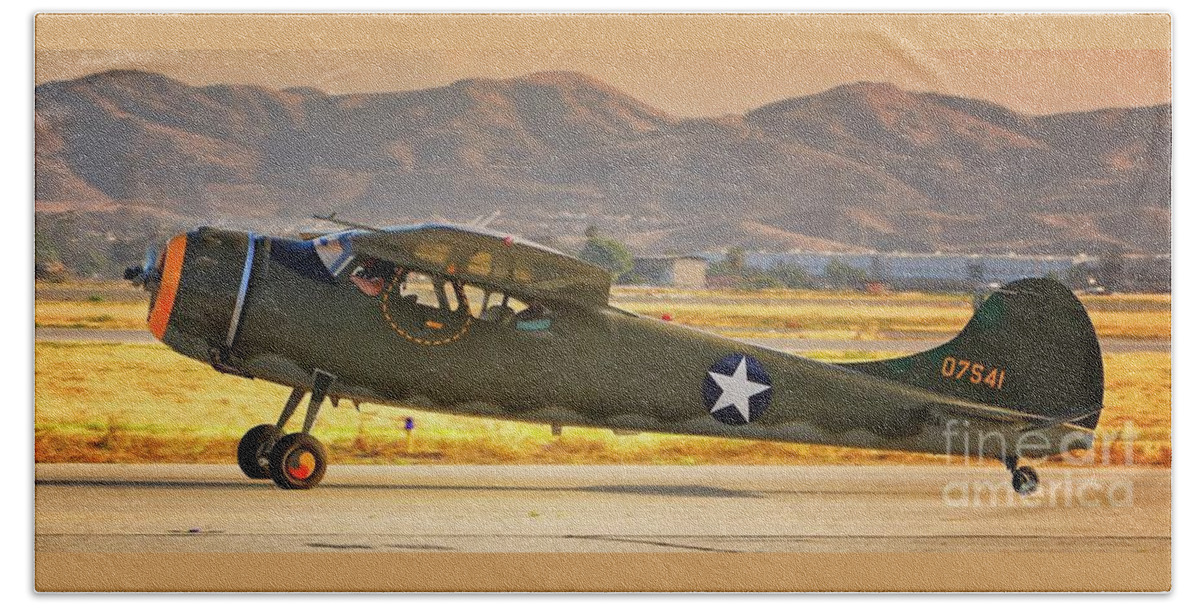 Airplane Beach Towel featuring the photograph U.S. Army Air Corps Observation by Gus McCrea