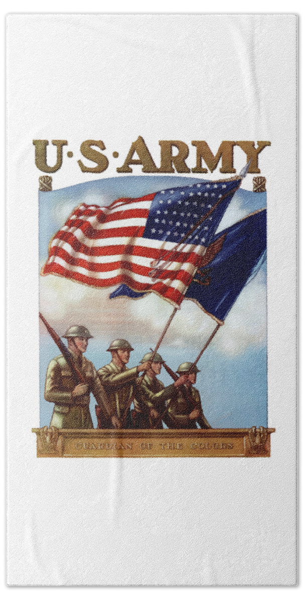 Us Army Beach Towel featuring the painting US Army -- Guardian Of The Colors by War Is Hell Store