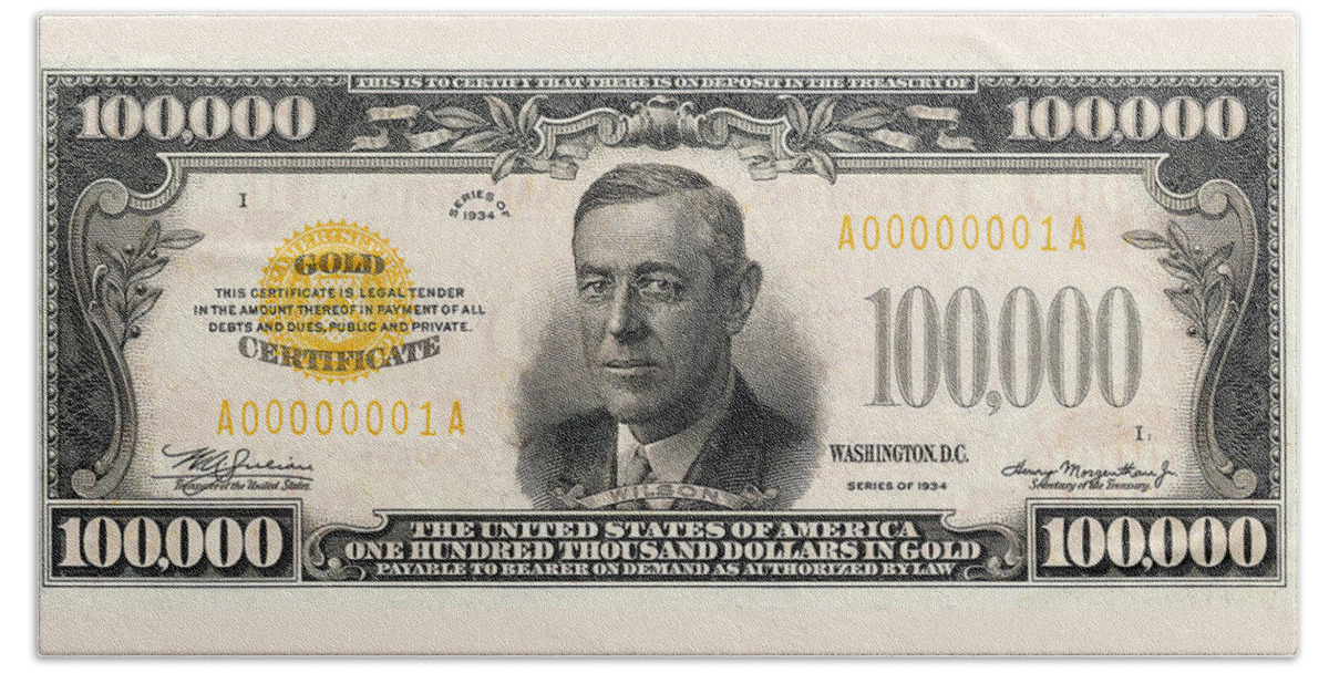 U S One Hundred Thousand Dollar Bill 1934 100000 Usd Treasury