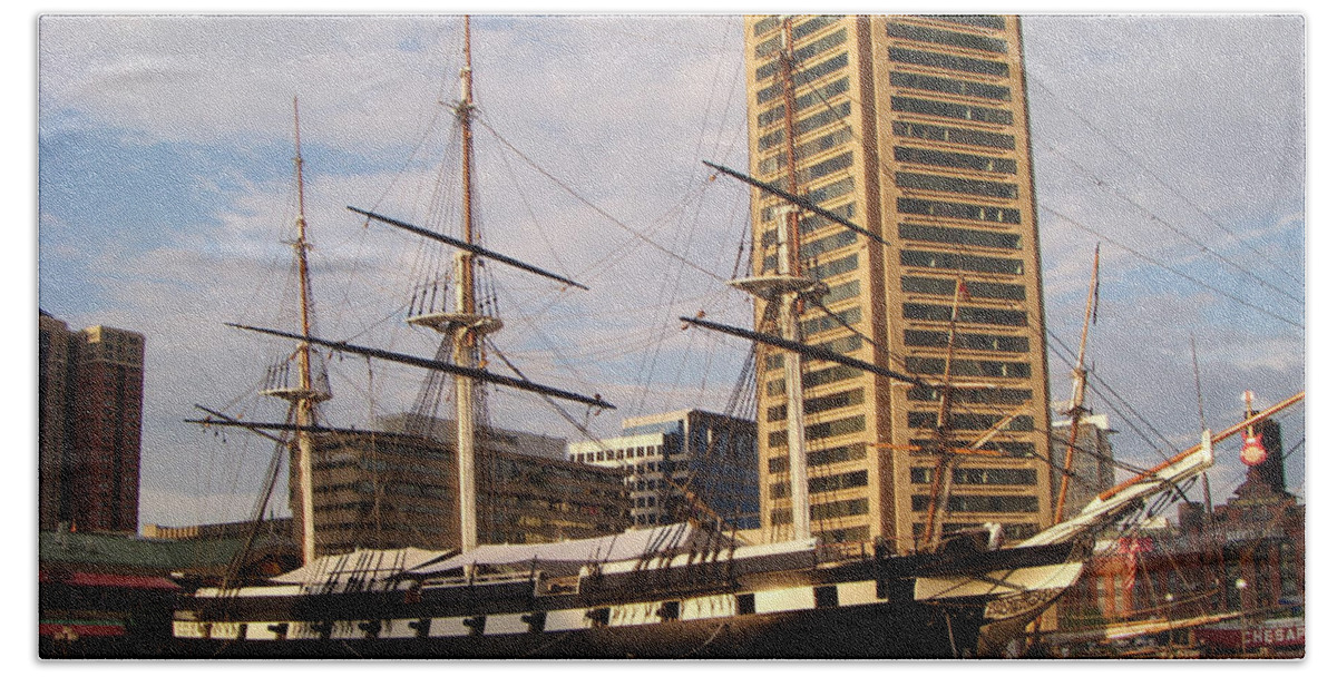 Baltimore Inner Harbor Beach Towel featuring the photograph USS Constellation by CAC Graphics