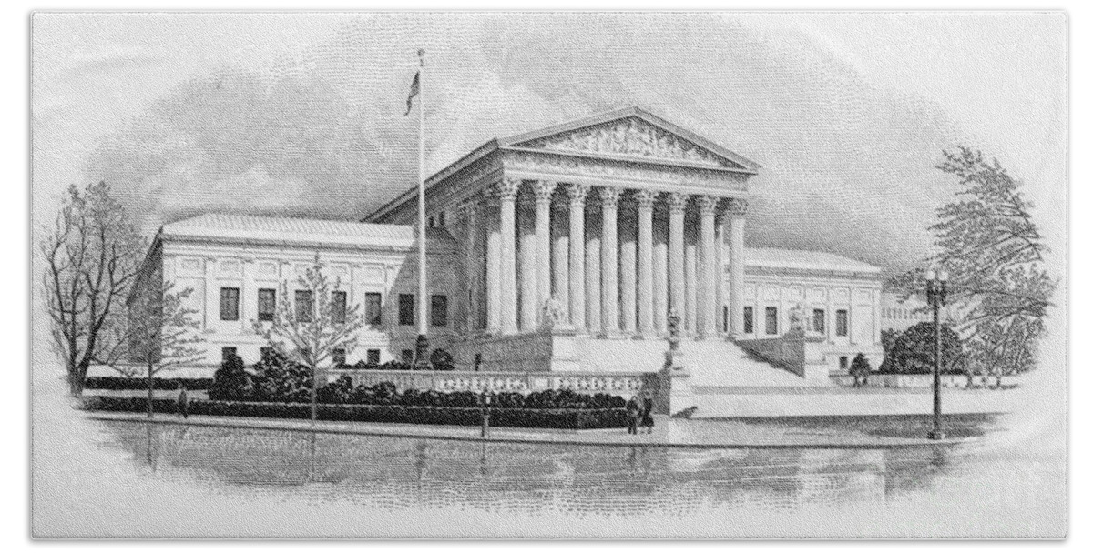 American Beach Towel featuring the photograph U.s.supreme Court Building by Granger