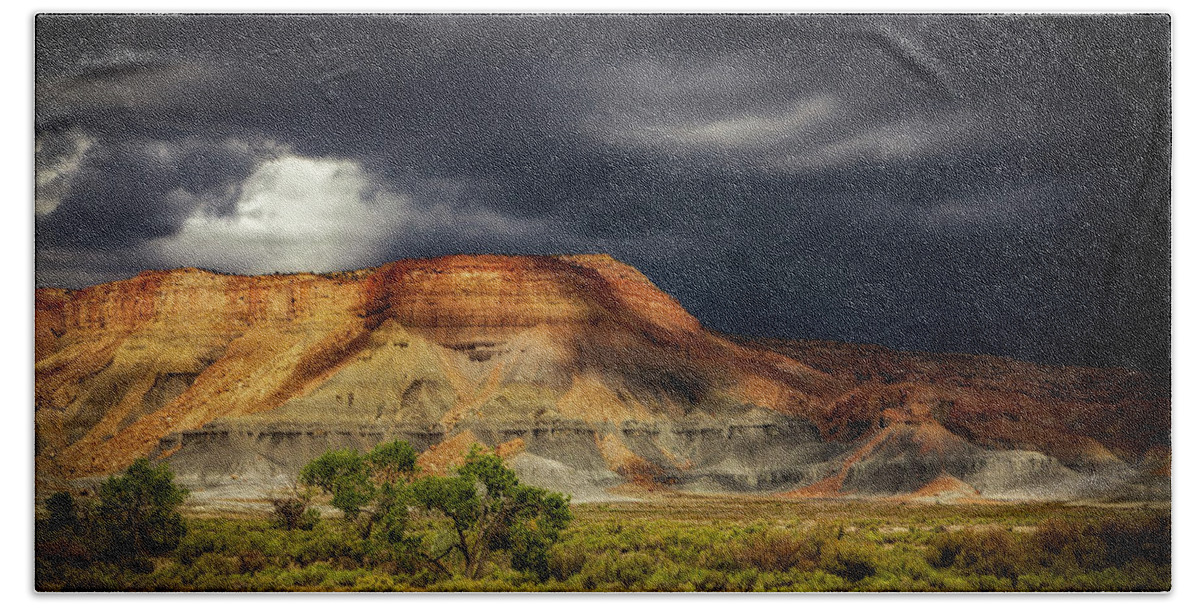 Utah Beach Towel featuring the photograph Utah Mountain with Storm Clouds by John A Rodriguez
