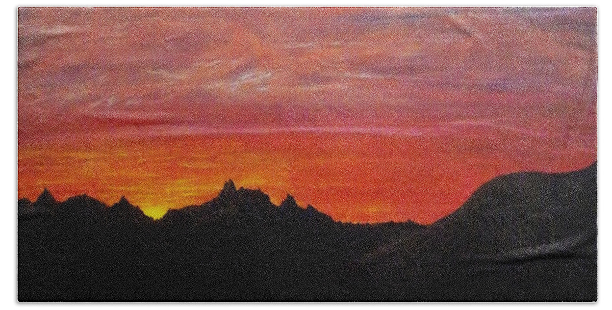Sunset Beach Towel featuring the painting Utah Sunset by Michael Cuozzo