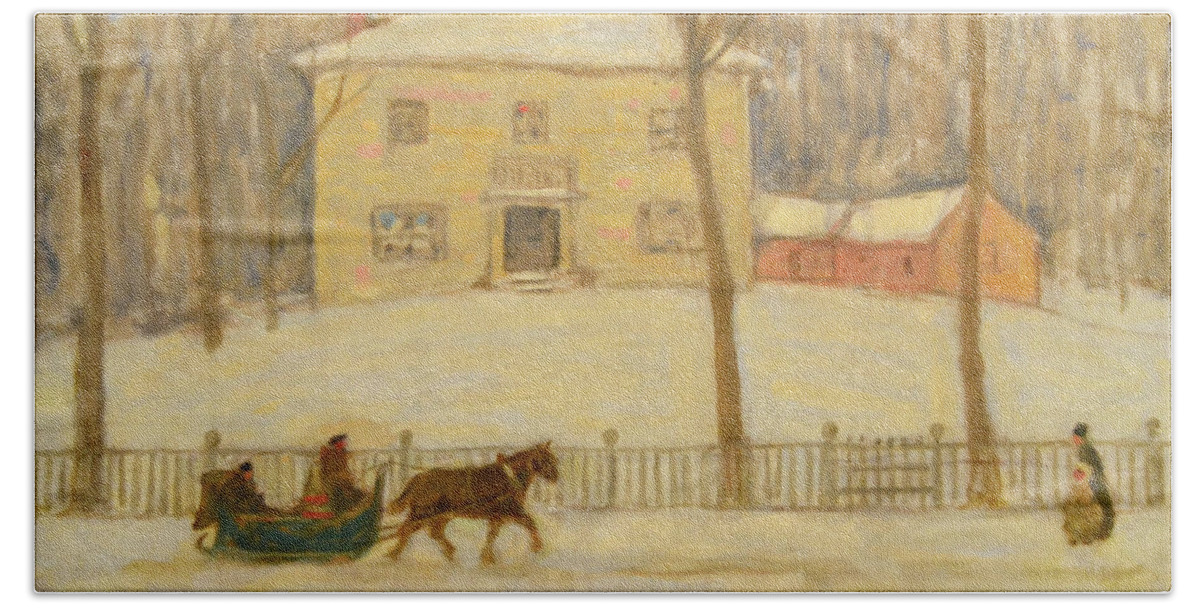 Winter By James Wilson Morrice Beach Towel featuring the painting v by Celestial Images