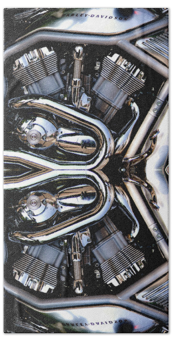 Motorcycles Beach Towel featuring the photograph V-rod reflected by Mark Alesse