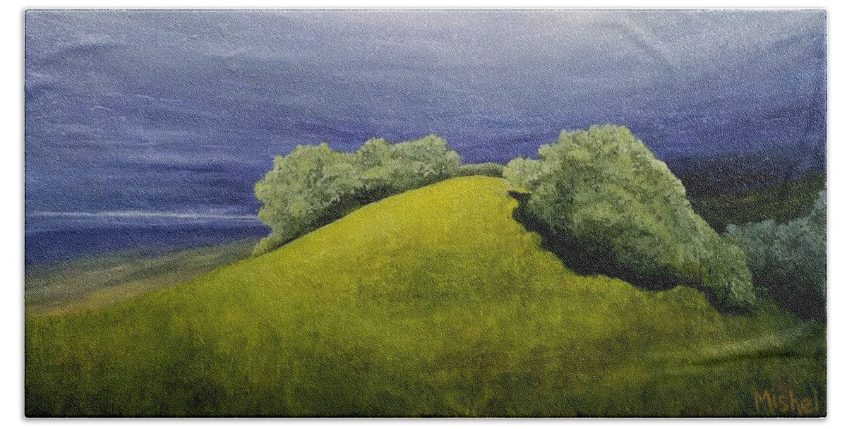 Mishel Vanderten Beach Towel featuring the painting Valle Vista Meadow by Mishel Vanderten