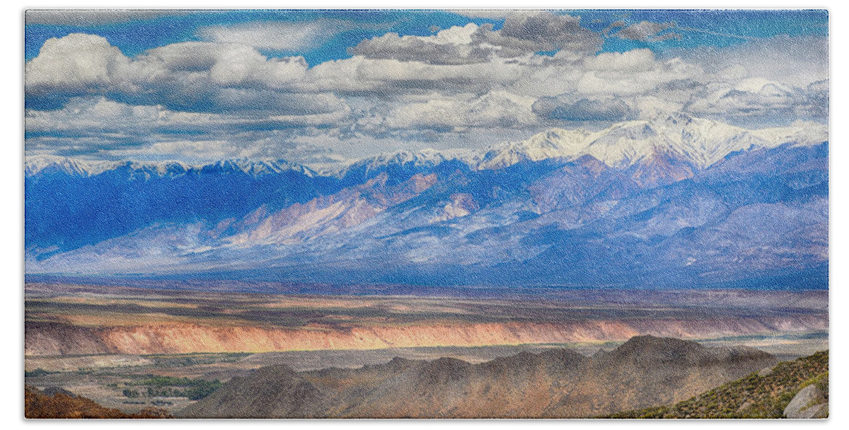 Scenic Beach Towel featuring the photograph Valley,Mountains and Sky by AJ Schibig