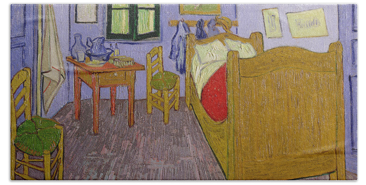 Van Beach Towel featuring the painting Van Goghs Bedroom at Arles by Vincent Van Gogh