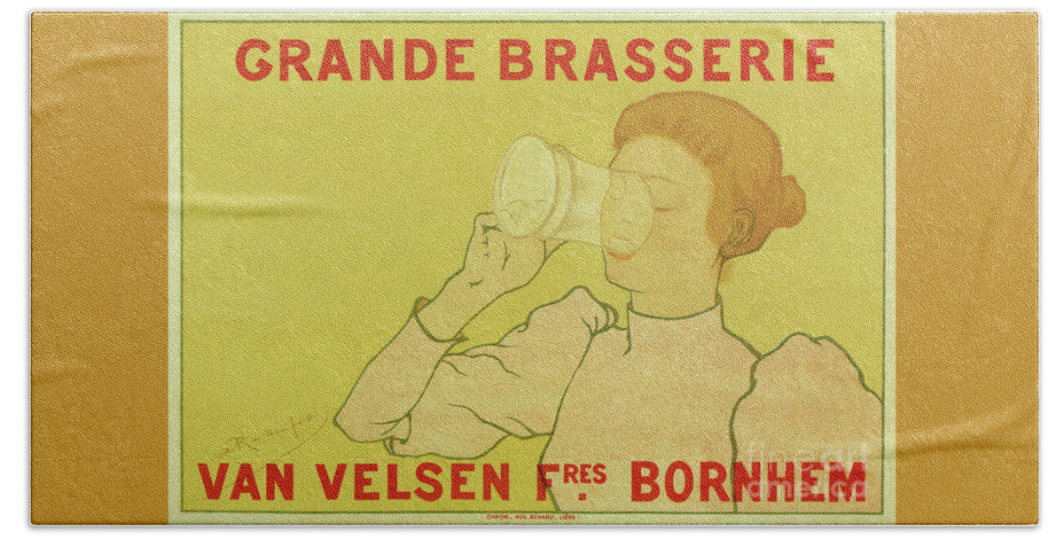 Beer Beach Towel featuring the drawing Van Velsen Belgian Beer by Heidi De Leeuw
