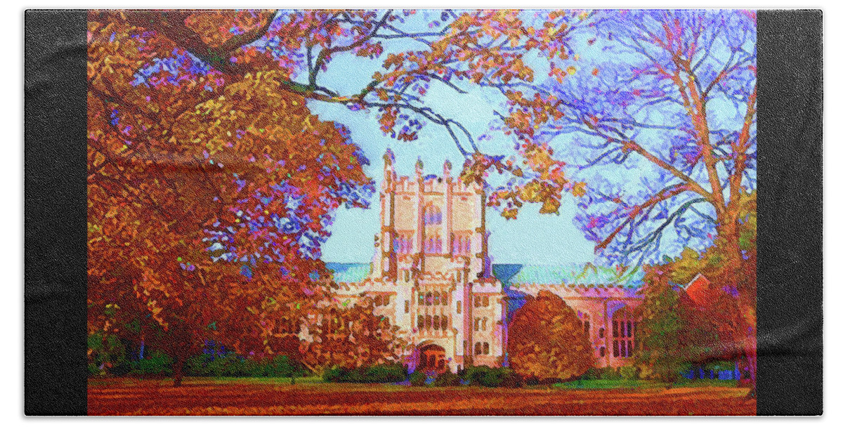 Vassar College Beach Sheet featuring the painting Vassar College by DJ Fessenden