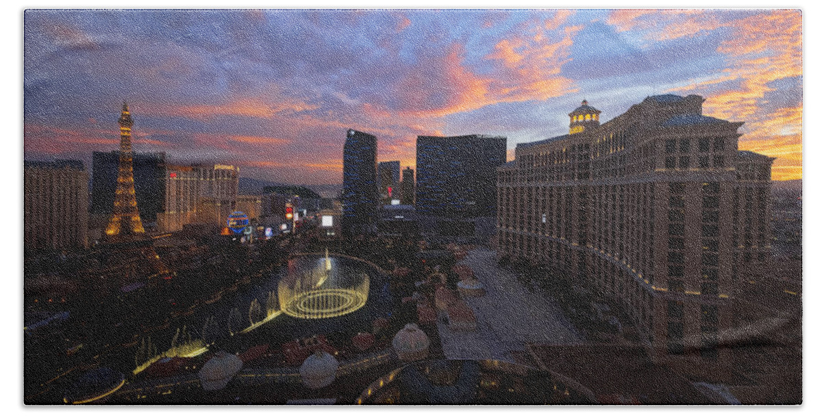 Vegas By Night Beach Towel featuring the photograph Vegas by Night by Chad Dutson
