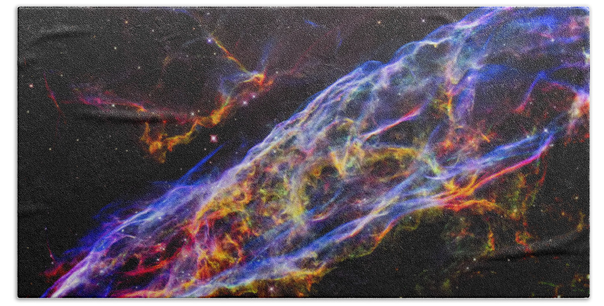 The Universe Beach Towel featuring the photograph Veil Nebula - Rainbow Supernova by Jennifer Rondinelli Reilly - Fine Art Photography