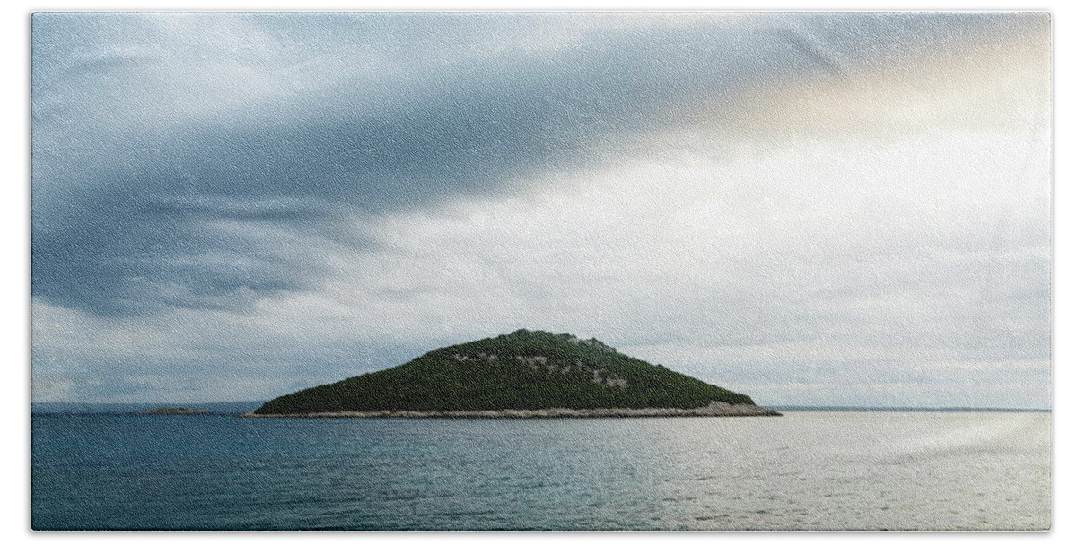 Losinj Beach Towel featuring the photograph Veli Osir Island at dawn, Losinj Island, Croatia. by Ian Middleton