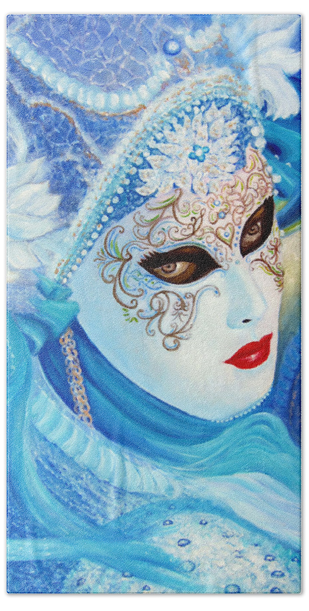 Venice Beach Towel featuring the painting Venetian Carnival Mask 2015 by Leonardo Ruggieri