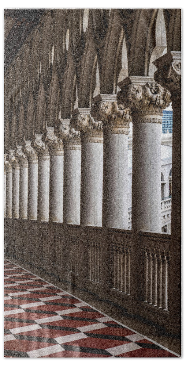 Las Vegas Beach Towel featuring the photograph Venetian Columns by Framing Places