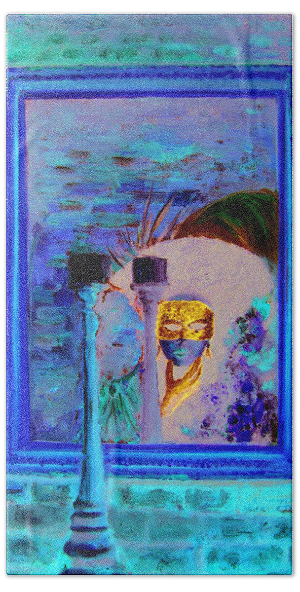 Venice Beach Towel featuring the painting Venetian Girl Looking In Mirror by Leonardo Ruggieri