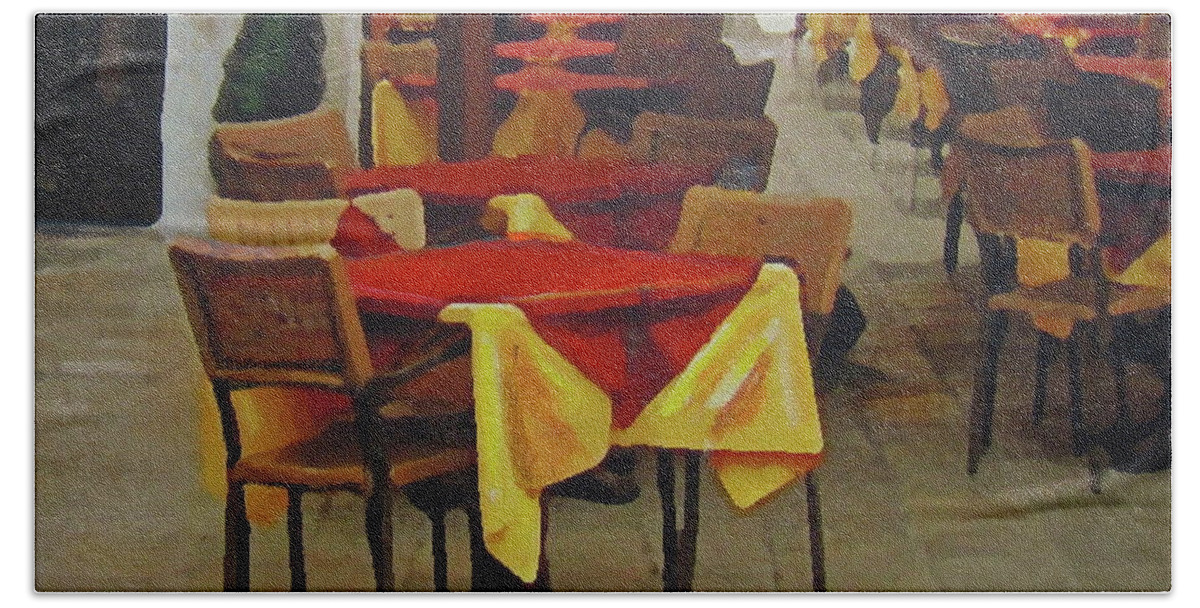 Cityscape Beach Sheet featuring the photograph Venetian tables by Italian Art