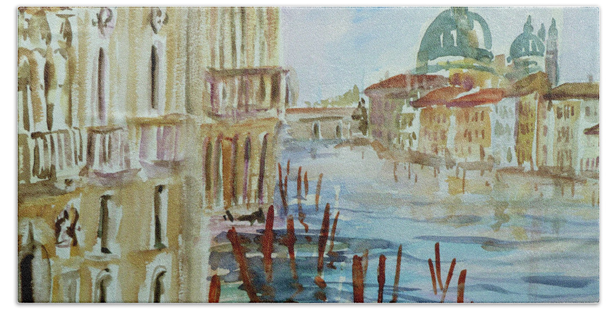 Venice Beach Sheet featuring the painting Venice Impression III by Xueling Zou