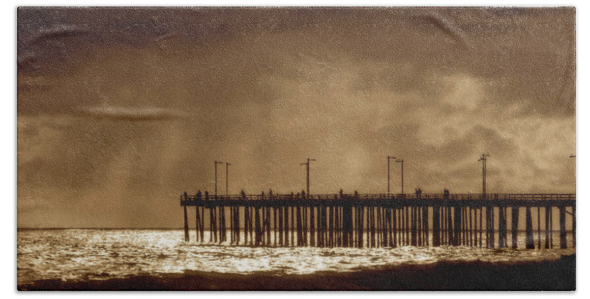 Pier Beach Towel featuring the photograph Ventura California Pier, 1969 by John A Rodriguez