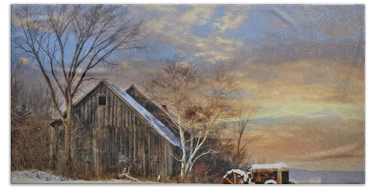 Barn Beach Sheet featuring the photograph Vermont Sunset by Lori Deiter