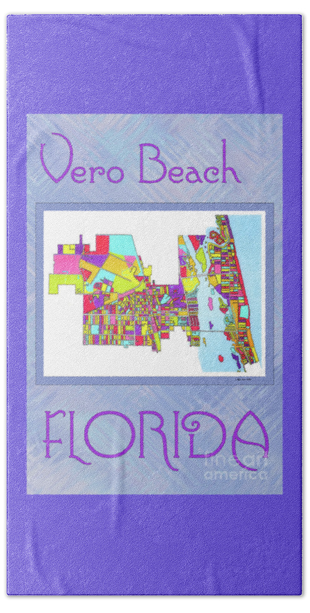 Indian River Beach Sheet featuring the digital art Vero Beach Map1 by Megan Dirsa-DuBois